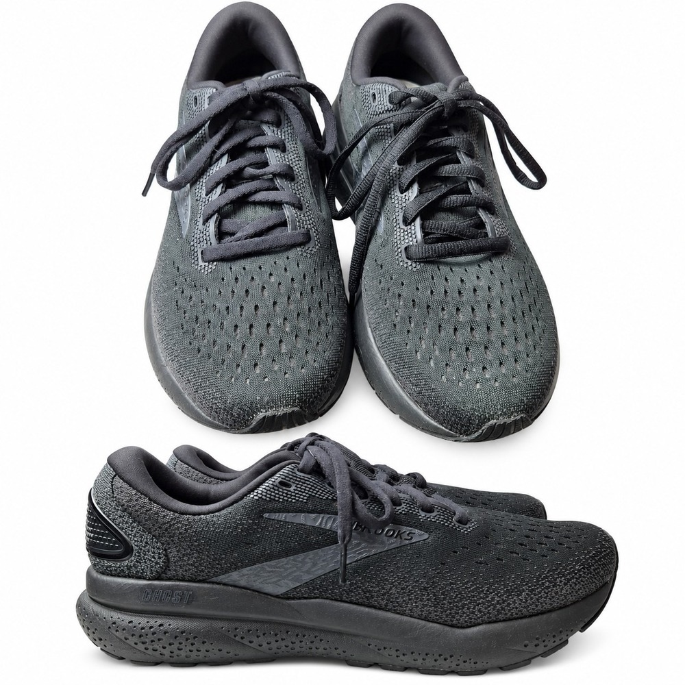 BROOKS Ghost 16 Neutral Running Sneaker Women Sz 8D Triple Black Gel Foam 03/24